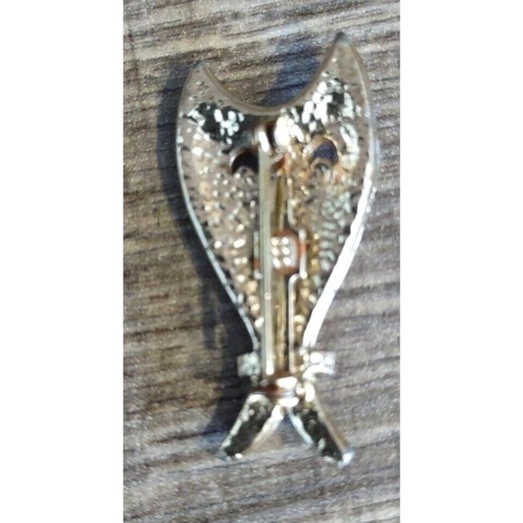 Vintage 60s painted Lot of 2 Fish & Owl Abstract Brooch Pin Enamel Over Metal - Picture 3 of 7
